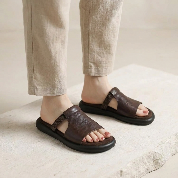 Effortless women's Palermo open-toe flats, versatile slip-on slides for summer fashion & comfort.