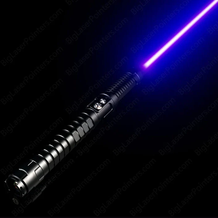 High-power tactical blue laser flashlight, ideal for outdoor adventures, camping, and emergency lighting. Durable survival tool.