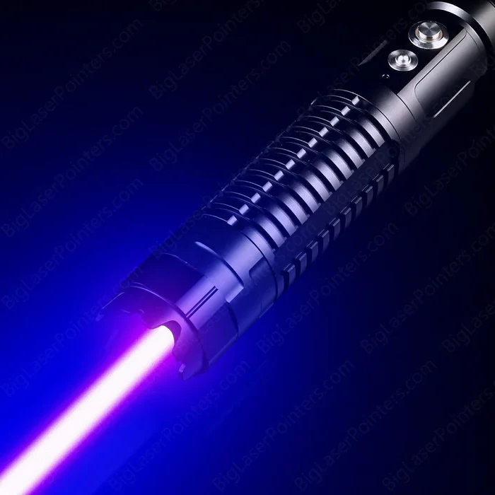 Compact tactical blue laser flashlight, a high-power survival tool for camping, hiking, and emergency situations. Outdoor gear.