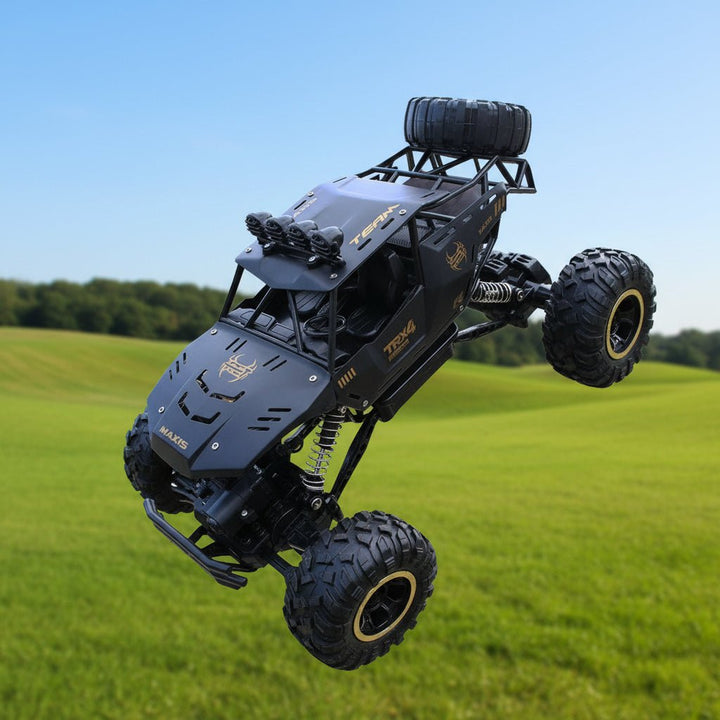 High-speed 4x4 RC monster truck with remote control, durable design for extreme off-road hobby adventures.
