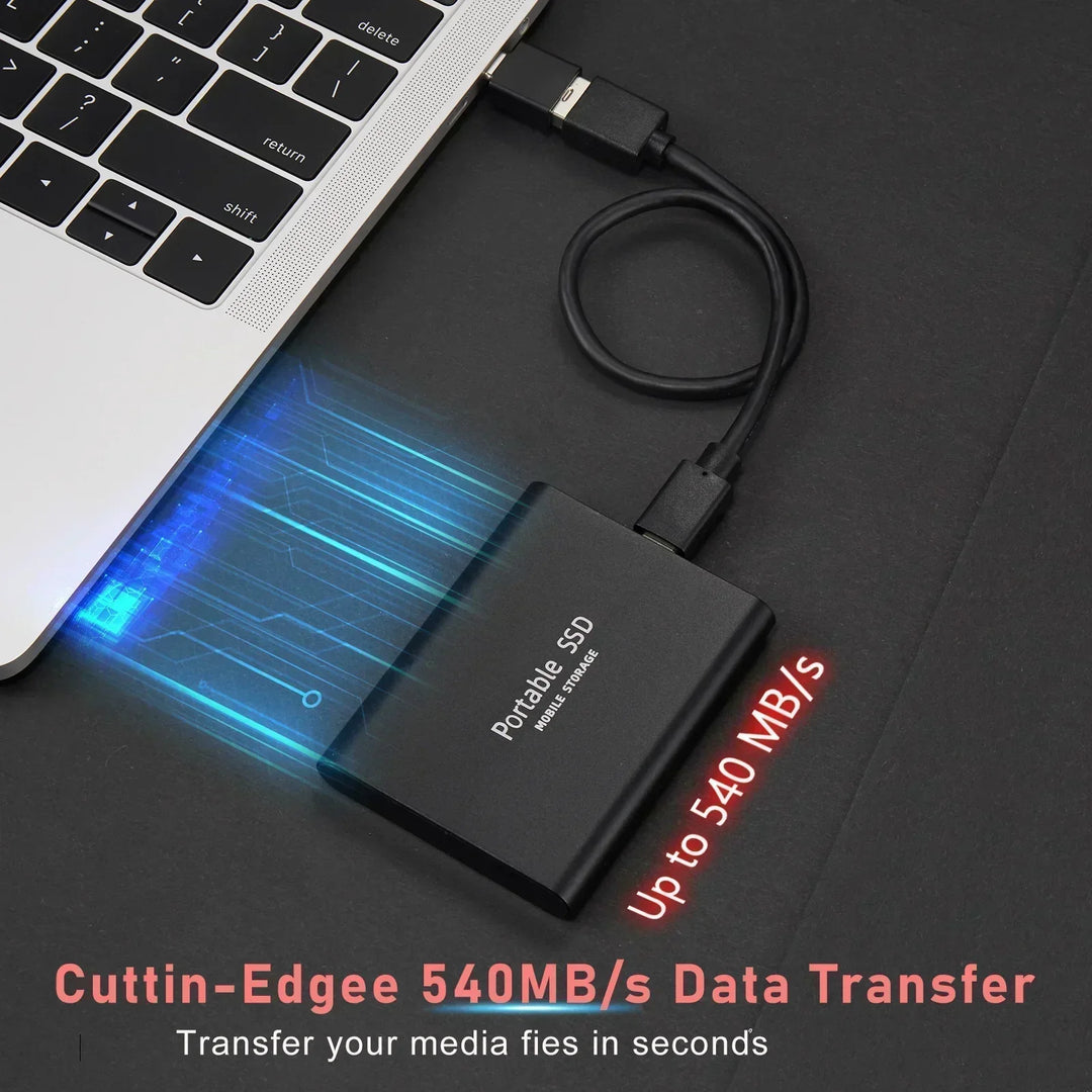 Compact 2TB black Ultraspeed external SSD, ideal for professional data storage and quick file access on the go.