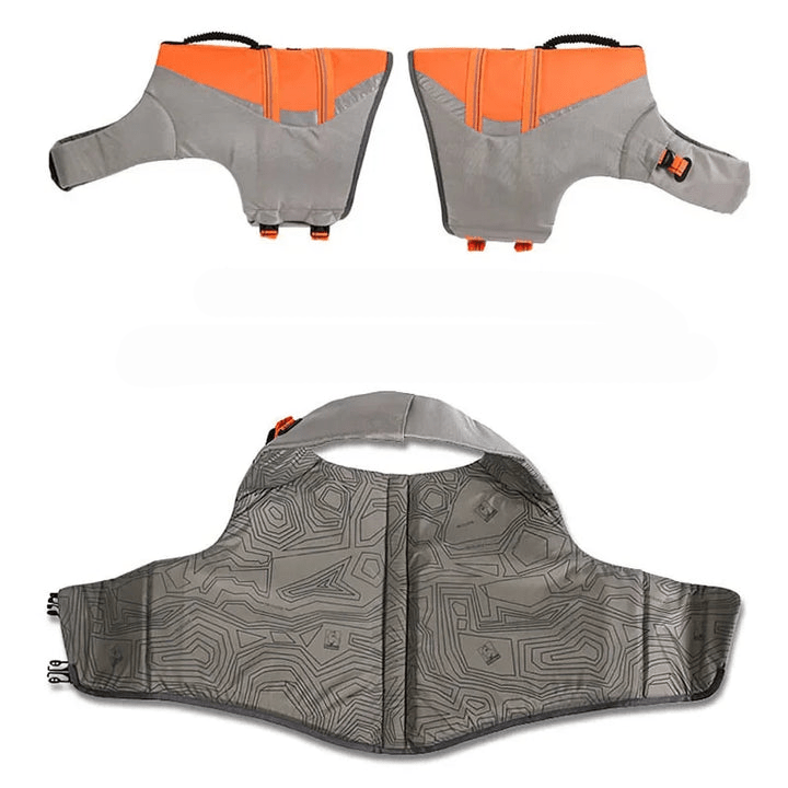 Durable dog life jacket with adjustable straps and D-ring, a must-have pet floatation device for dogs.