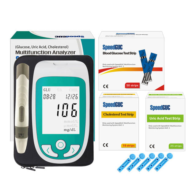 Manage health with this at-home monitor for cholesterol, glucose, and uric acid levels. Home diagnostic kit.