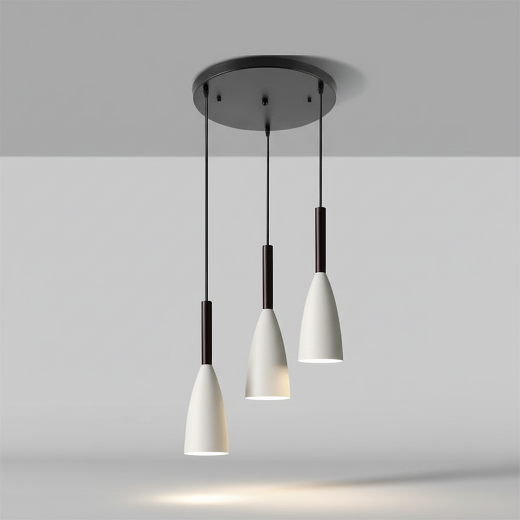 Minimalist Scandinavian triple pendant light, a key modern home decor element for bright spaces.