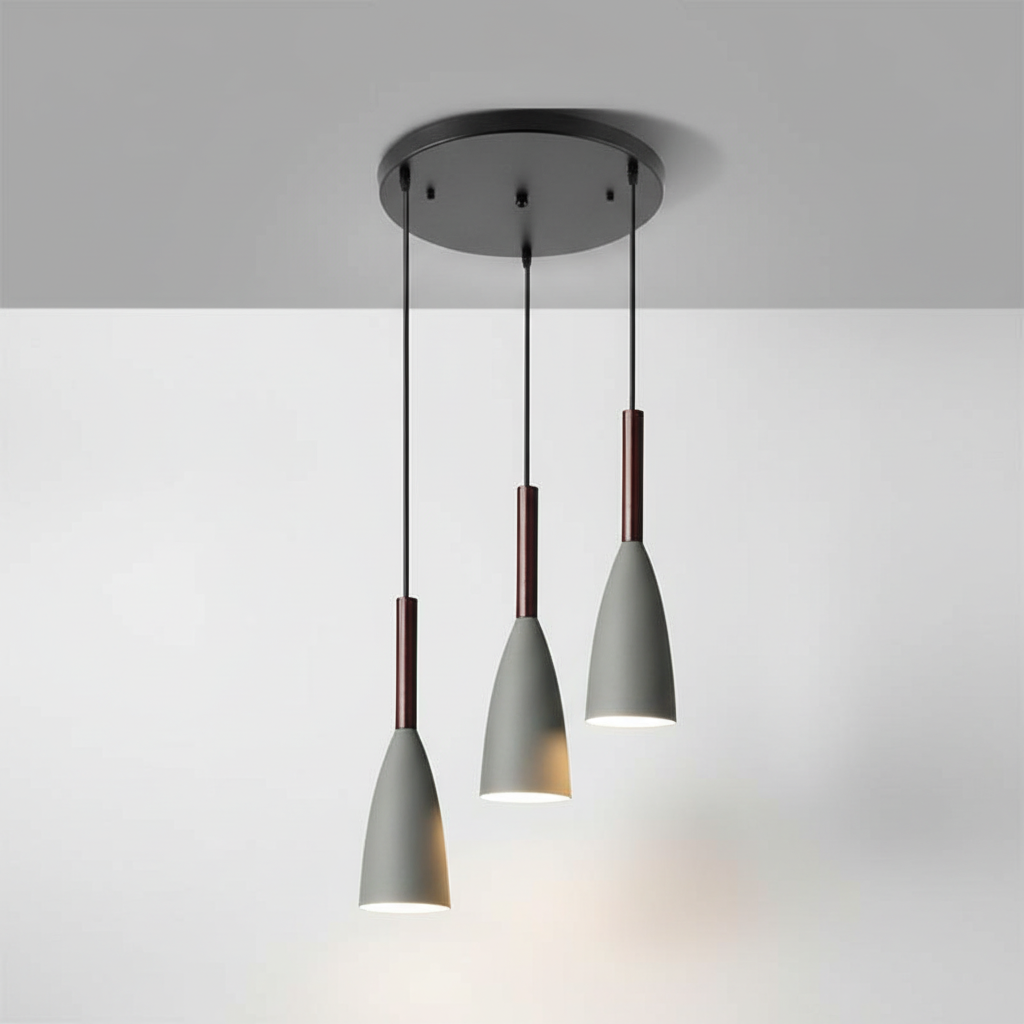 White finish triple pendant light, showcasing elegant Scandinavian design for any modern home.