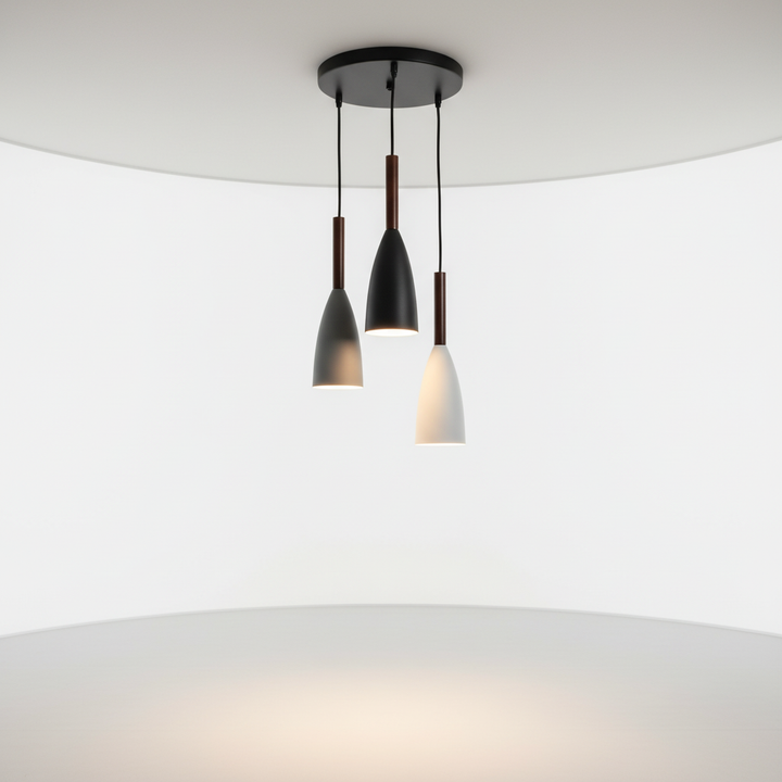 Sleek triple pendant light, ScandiBeam style, perfect for a modern kitchen island. Home decor lighting.