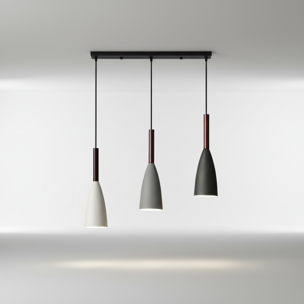 Modern Scandinavian triple pendant light. Ideal home decor piece for ambient and task lighting.