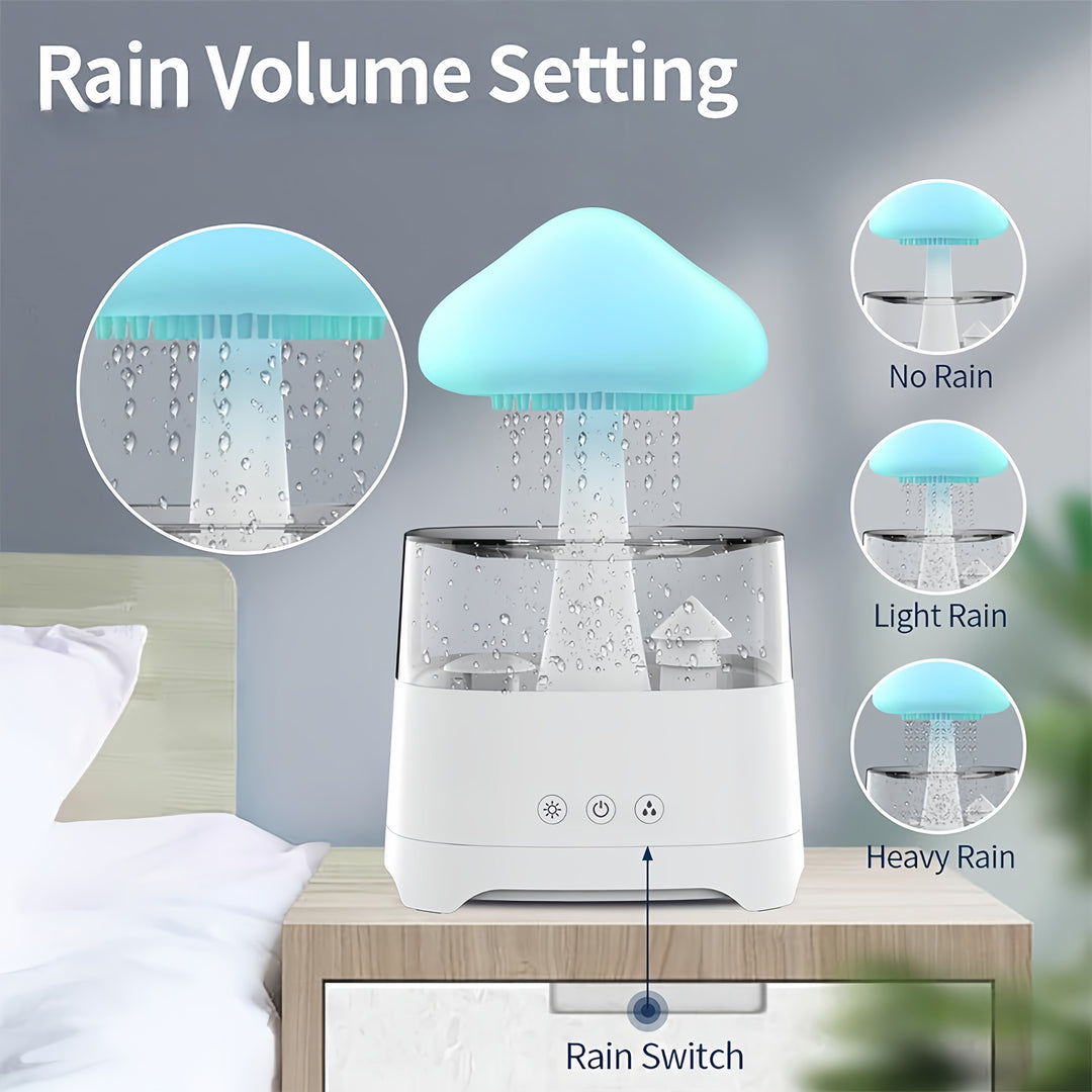Stylish cloud diffuser with color-changing LED light, perfect home decor for essential oil aromatherapy & relaxation.
