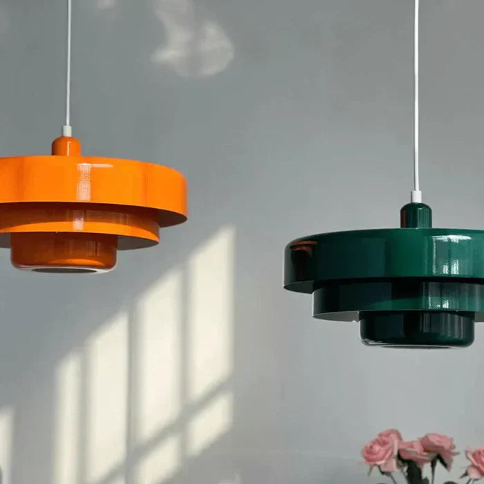 Bronze finish vintage LED pendant light. Stylish retro lighting fixture, perfect for kitchen islands.