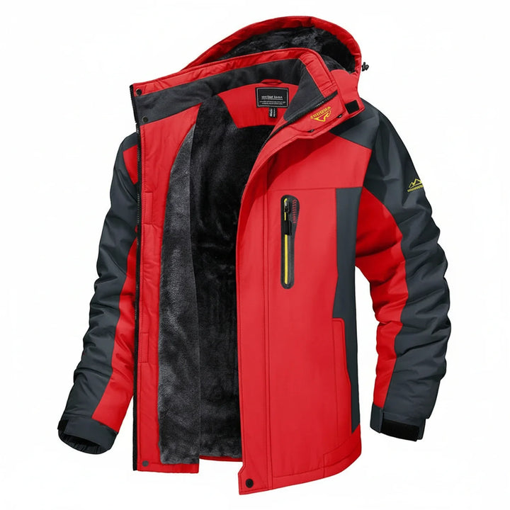 Durable men's outdoor jacket with hood & regular fit. Ideal for fall & winter, offering warmth & protection.
