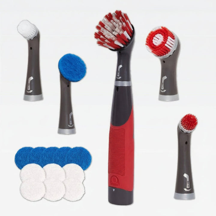 Cordless Electric Scrubber Kit, 18pc, for versatile home deep cleaning. A powerful household cleaning tool.
