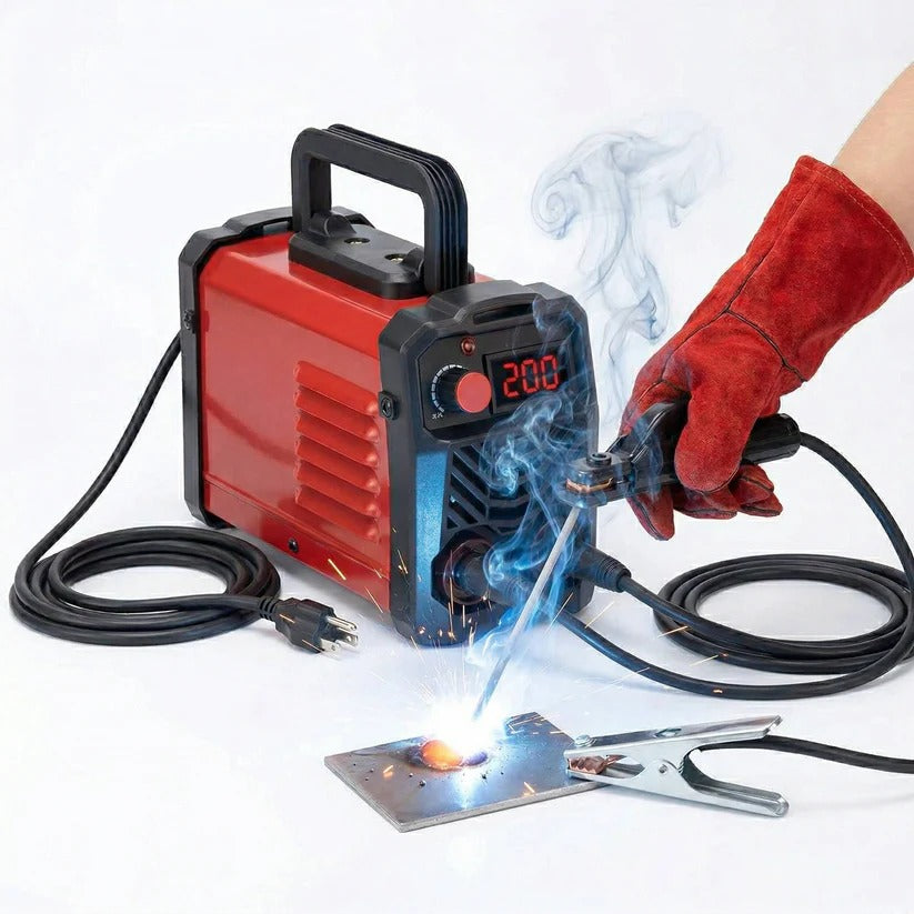 Portable Dual Voltage 200A MMA Stick Welder with LED display for metal welding tasks.
