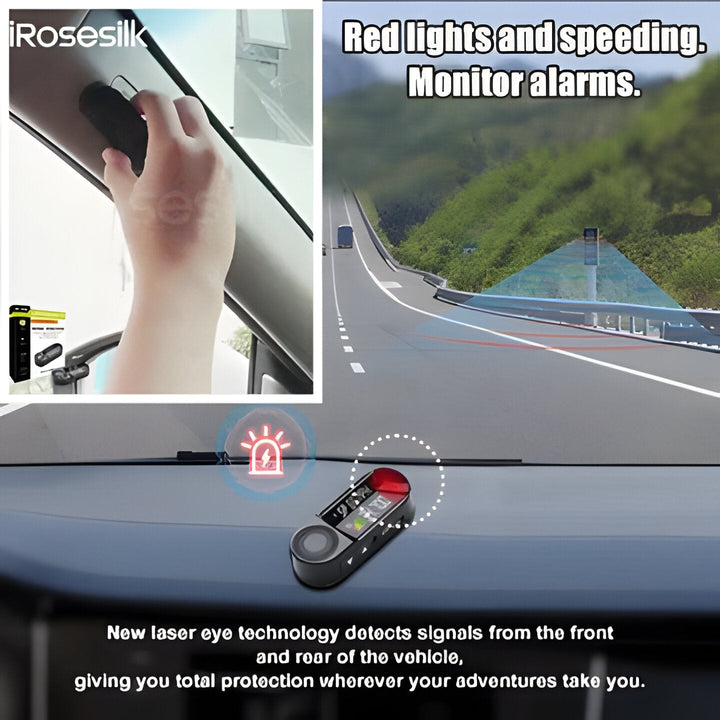 Compact EV and vehicle laser radar detector, a reliable safety device for detecting speed traps and radar signals.