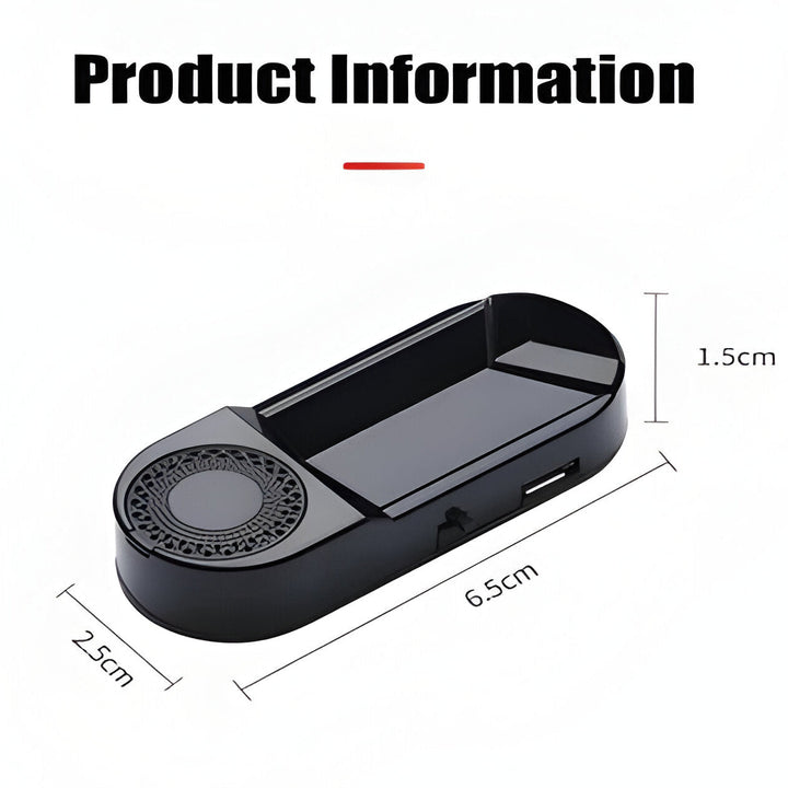 Solar-powered unisex radar detector, providing wireless collision warnings and speed trap alerts for safe driving.