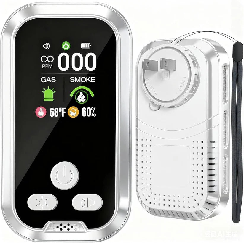 Easy-to-install rechargeable carbon monoxide & gas detector with loud smoke alarm for critical home safety.