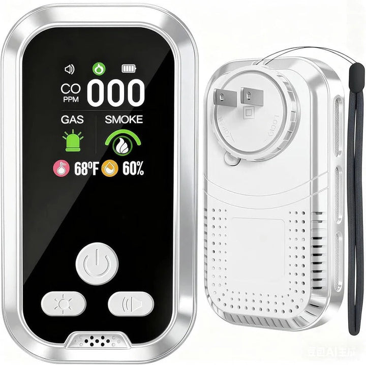 Easy-to-install rechargeable carbon monoxide & gas detector with loud smoke alarm for critical home safety.