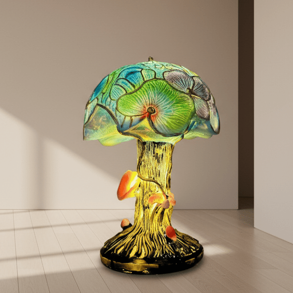 Artistic mosaic lamp with a unique pattern, serving as a beautiful statement piece for home decor.