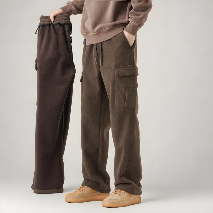 Athletic men's ultra-soft cargo sweats, perfect for lounge or activewear. Relaxed fit joggers with stretch fabric.