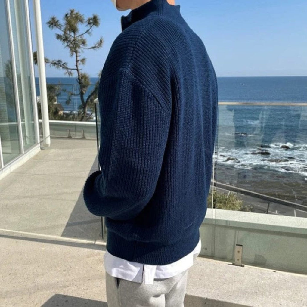 Cozy men's Harajuku knit sweater. Vintage design, warm pullover perfect for casual autumn and winter streetwear.