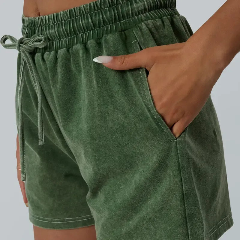 Relaxed fit women's cotton lounge wear, a comfortable two-piece set in a soft, breathable washed fabric.