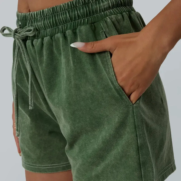Relaxed fit women's cotton lounge wear, a comfortable two-piece set in a soft, breathable washed fabric.