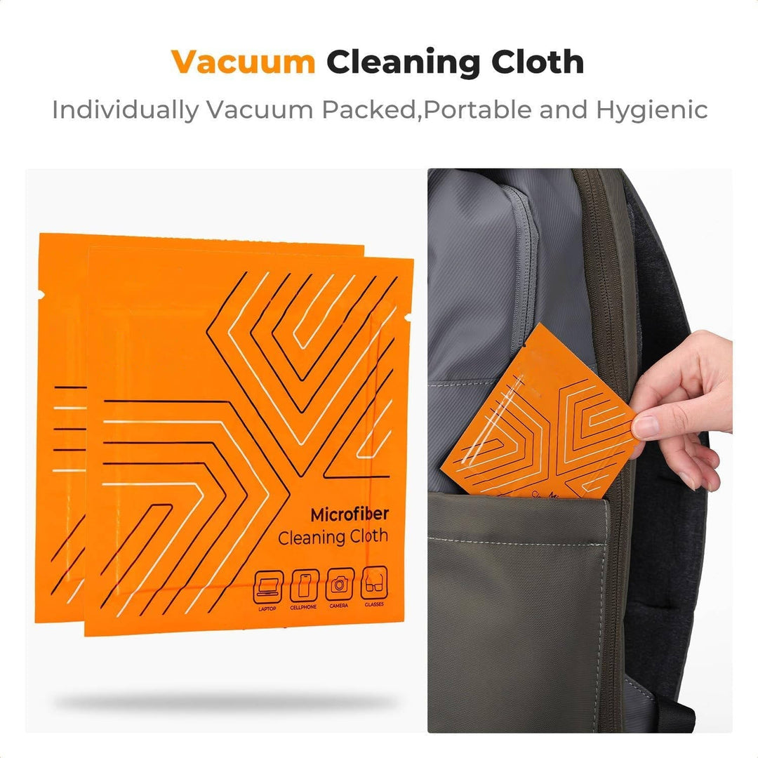 Complete optical cleaner kit featuring a streak-free lens cleaning solution and premium microfiber cloth for cameras.