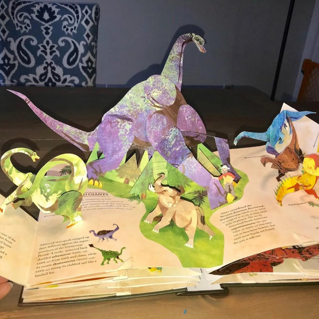 Kids' pop-up dinosaur book. Vibrant 3D prehistoric creatures & educational science facts for young readers.