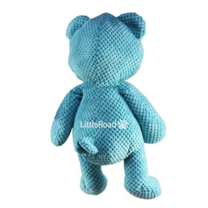 Blue giant bear plush dog toy for aggressive chewers, a durable and engaging pet supply.