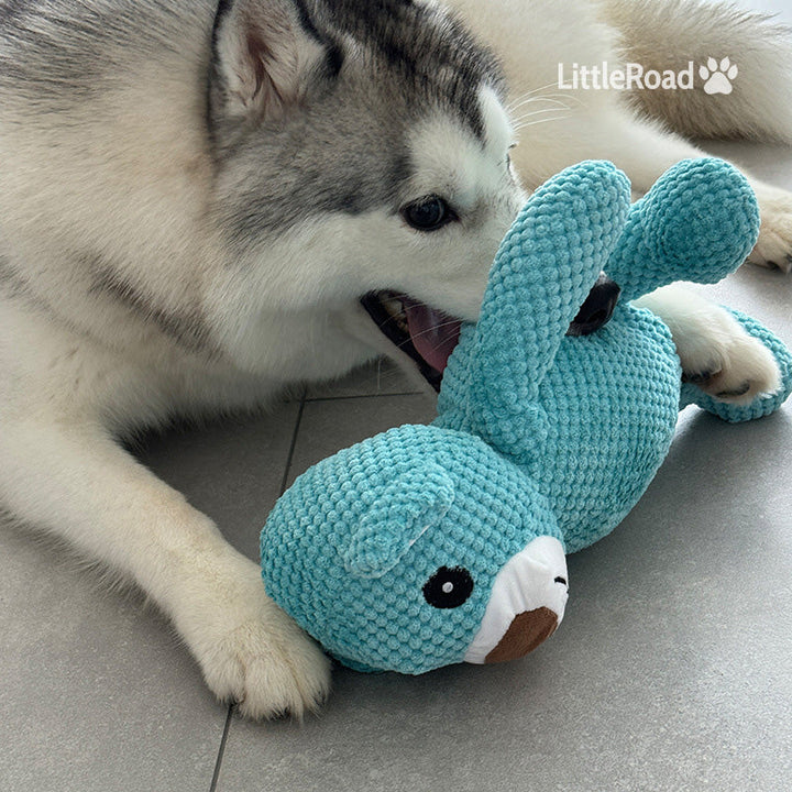 Pet supplies: indestructible blue giant bear plush dog toy, made for aggressive chewers.