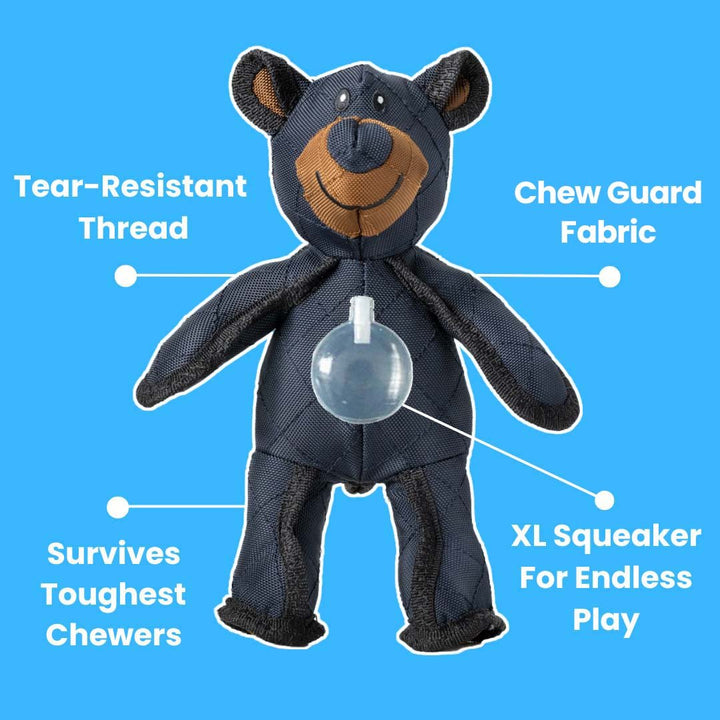 Dog happily chewing on an indestructible tug toy, durable pet supplies for heavy chewers