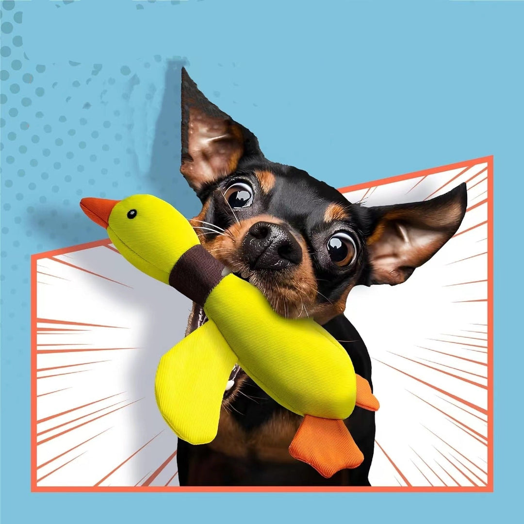 Durable goose dog toy, organic and built for heavy chewers, ensures lasting fun.
