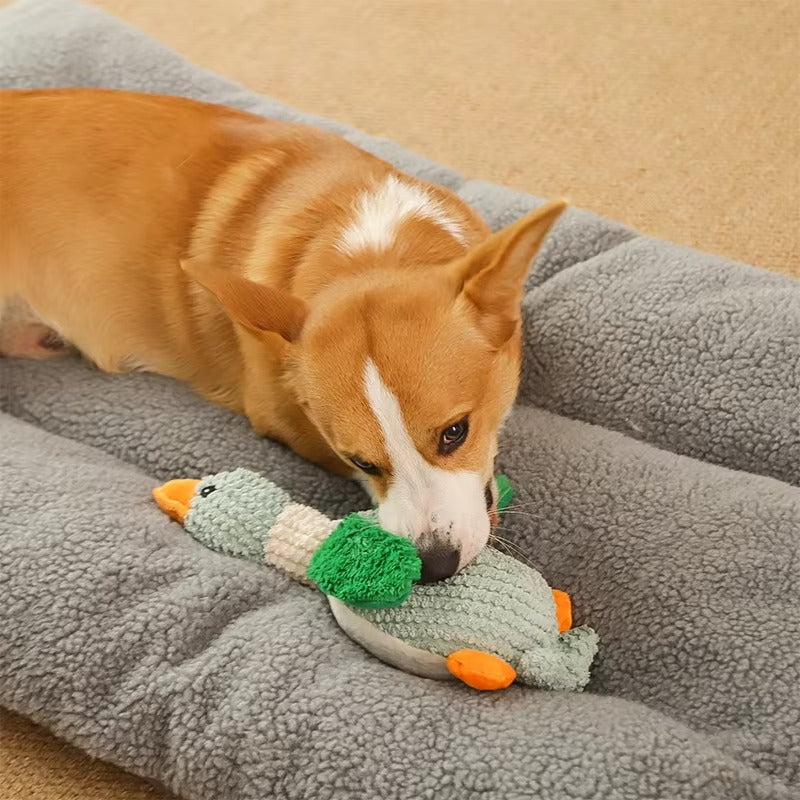 Indestructible plush goose dog toy, a sturdy pet supply for enthusiastic chewers.
