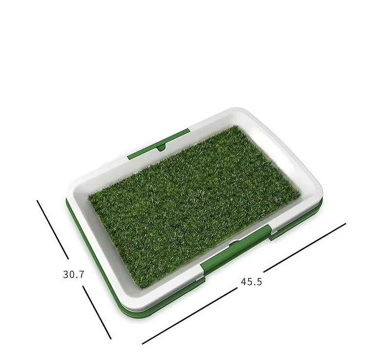 Pet relief turf pad for dogs, great for indoor use, balconies, or patios, assists in potty training puppies.