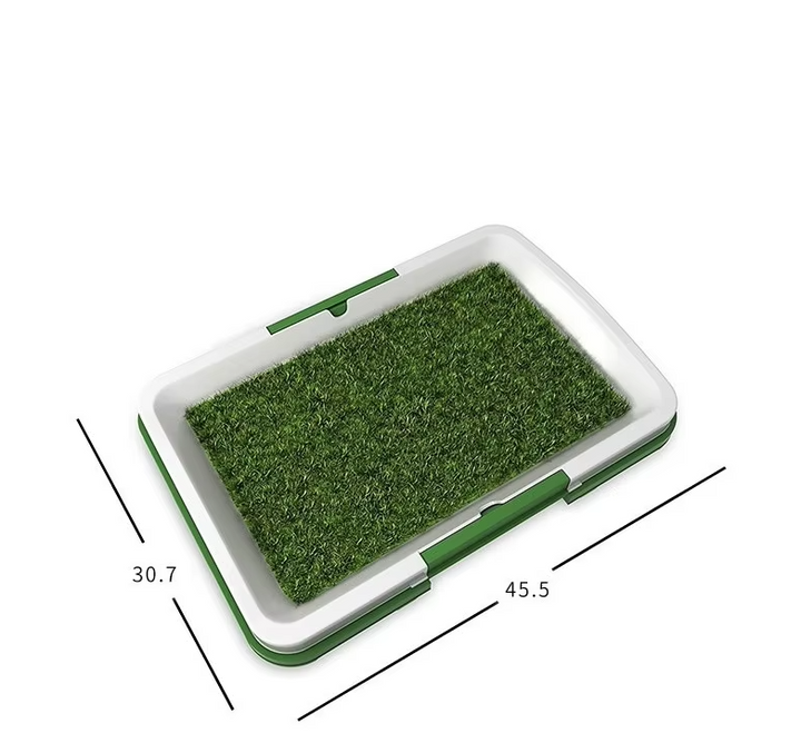 Pet relief turf pad for dogs, great for indoor use, balconies, or patios, assists in potty training puppies.