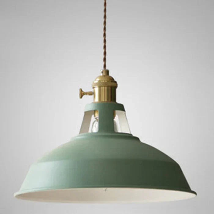 Stylish metal lamp, industrial design, ideal for dining room lighting fixture.