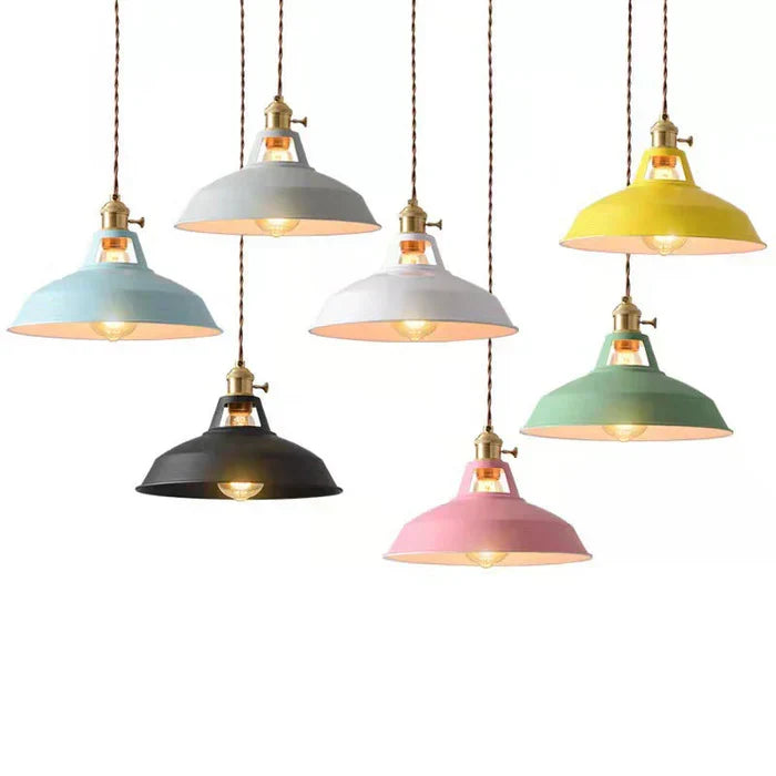 Black industrial pendant light, retro style, suitable for various home decor schemes.