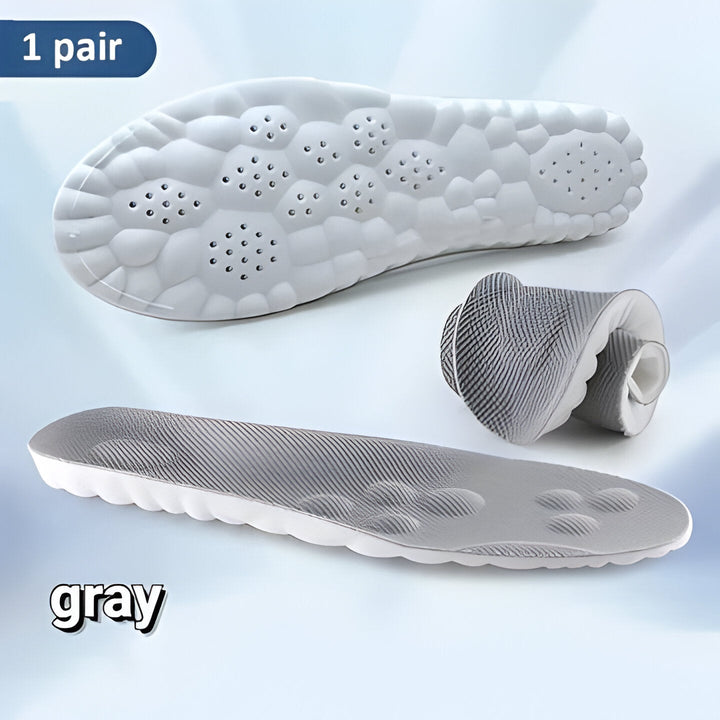 Unisex 4D Cloud Technology insoles with massage points; super soft cushioning for ultimate foot comfort & support.