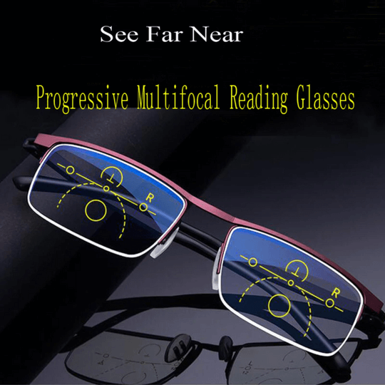 Smart German design progressive reading glasses, unisex, providing clear multifocal vision.