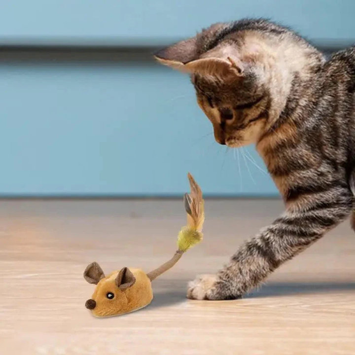 Interactive automatic cat mouse toy for feline playtime; rechargeable pet accessory.
