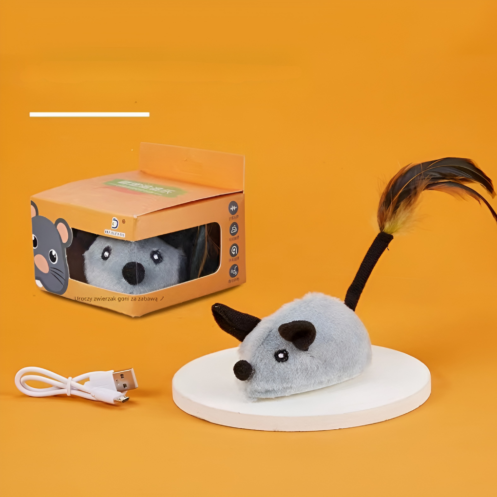 Motion-sensor automatic cat mouse toy for engaging feline enrichment and play.