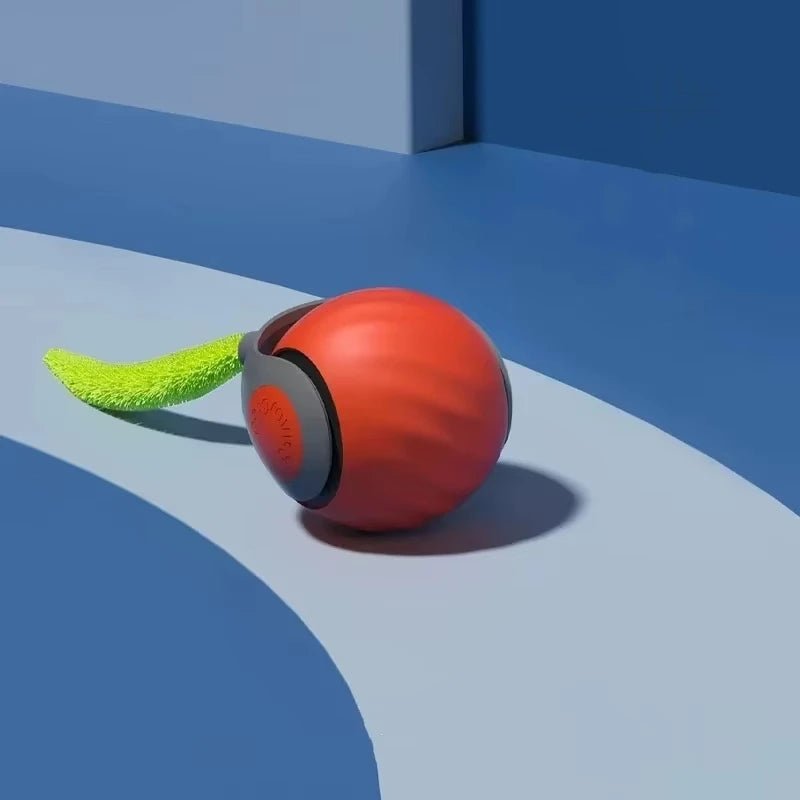 Interactive automatic rolling ball cat toy in blue, promoting pet exercise and entertainment.