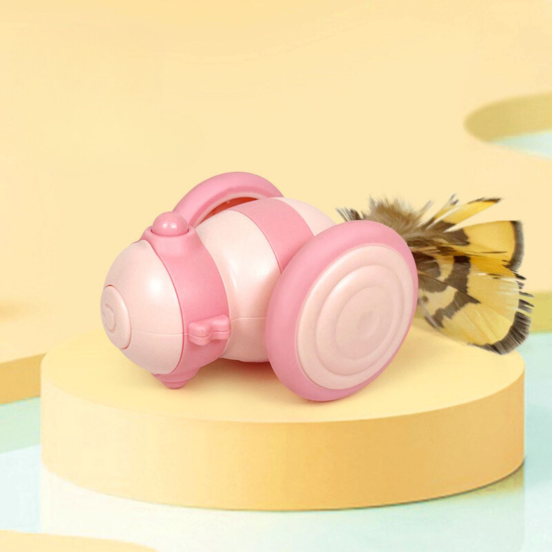 Playful feather cat toy with a cute bee design for active pets