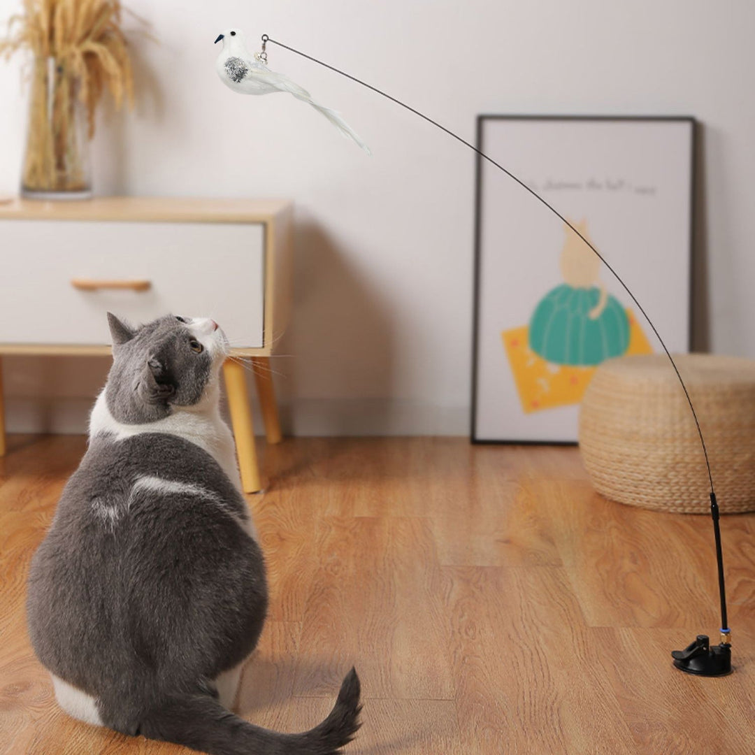 Unisex cat toy with bird design, perfect for stimulating active feline playtime.
