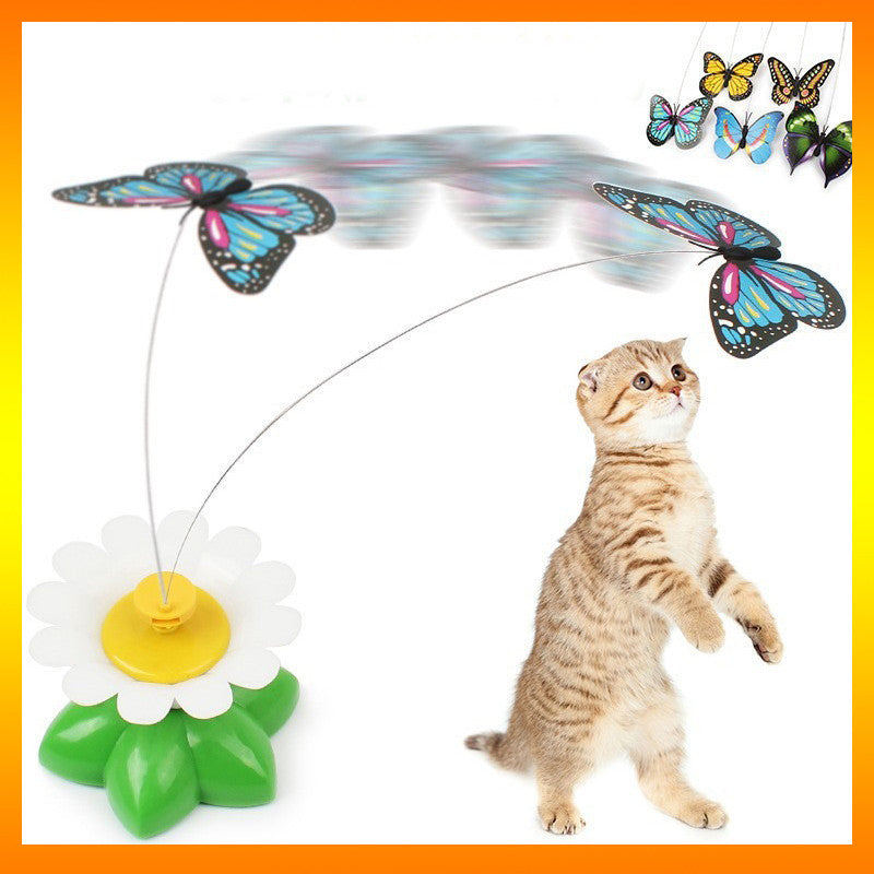 Motorized butterfly cat toy for playful felines, promoting activity and stimulating natural instincts.
