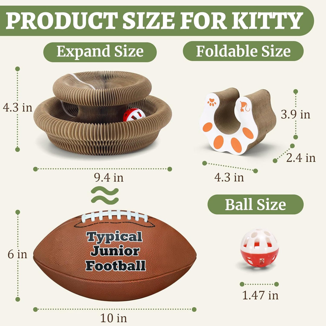 Accordion-style cat scratcher toy providing interactive play and nail care