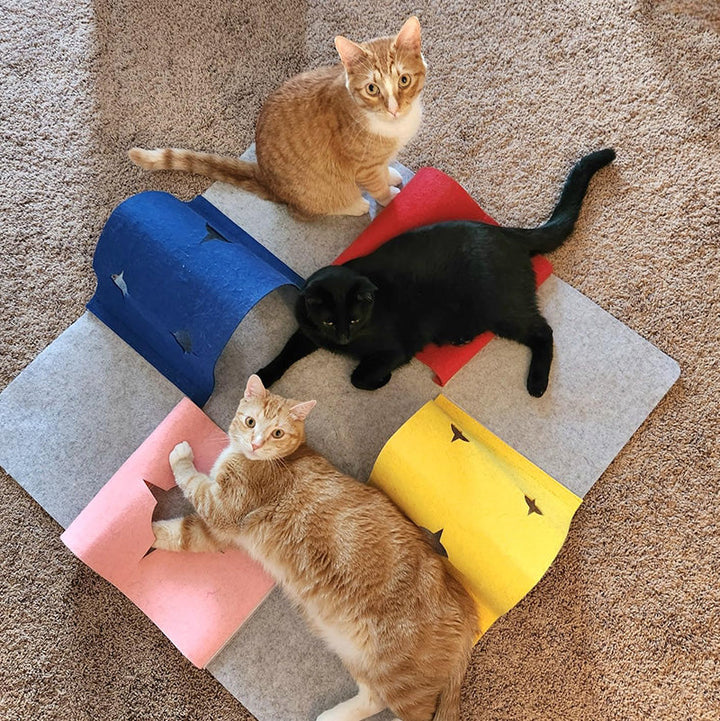 Foldable felt cat play mat tunnel for interactive play and pet supplies
