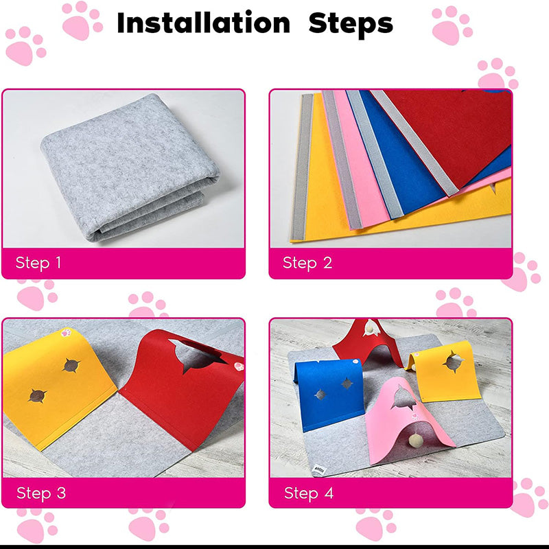 Durable felt cat play mat and tunnel, an essential pet supply for active cats