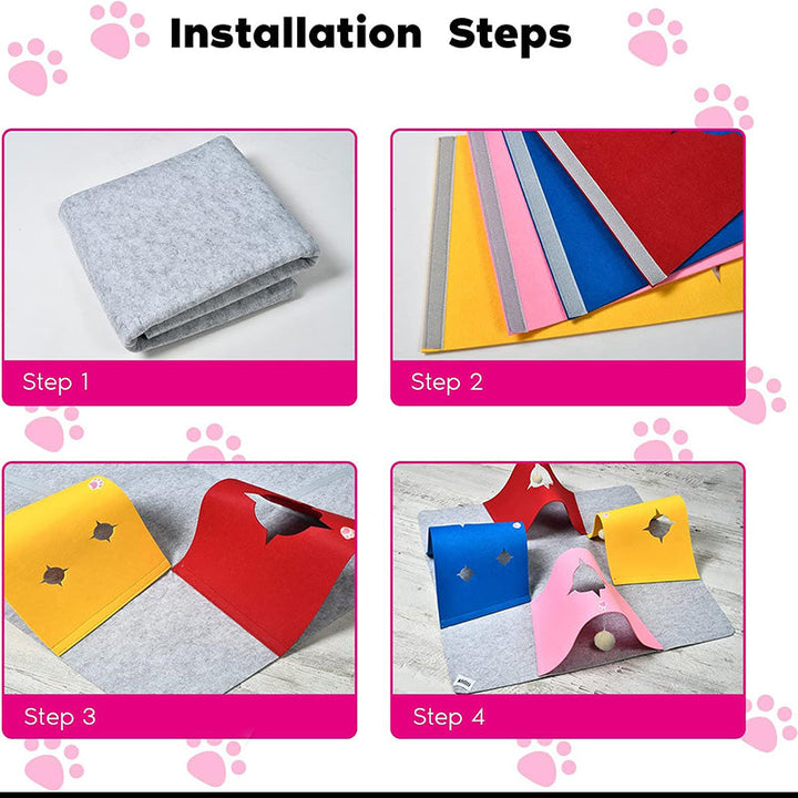 Durable felt cat play mat and tunnel, an essential pet supply for active cats