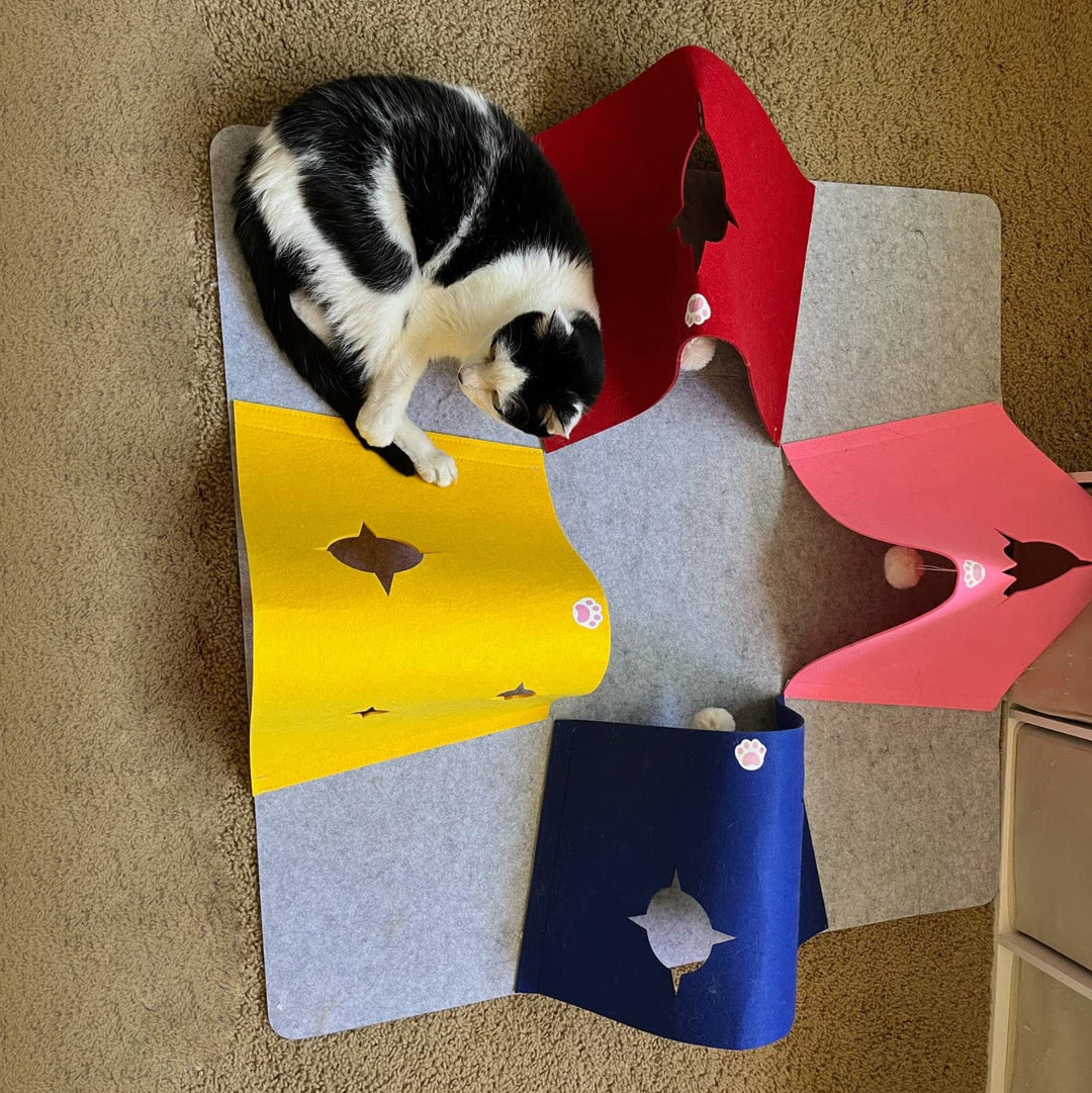 Interactive cat toy: activity mat with tunnel for endless entertainment and enrichment