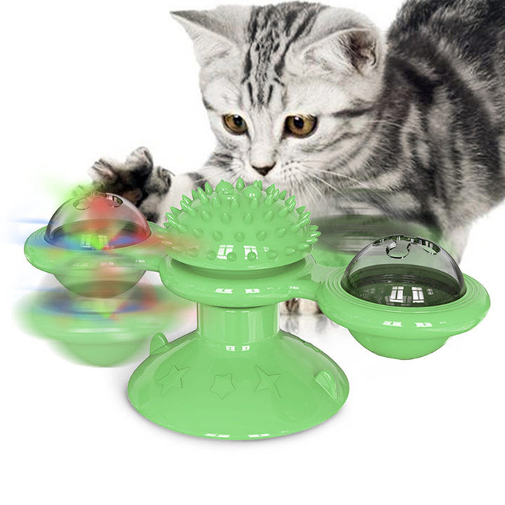 Interactive cat toy with non-slip base, a carousel spinner design for playful cats and kittens.